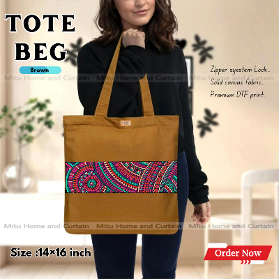 Buy Premium Tote Bag with Zipper Canvas Tote Bag for Women Trendy Shopping Bag / College Bag / University Bag Tote Bag, Canvas Bag with Zipper  at Best Price In Bangladesh
