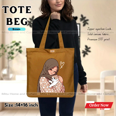 Buy Premium Tote Bag with Zipper Canvas Tote Bag for Women Trendy Shopping Bag / College Bag / University Bag Tote Bag, Canvas Bag with Zipper  at Best Price In Bangladesh