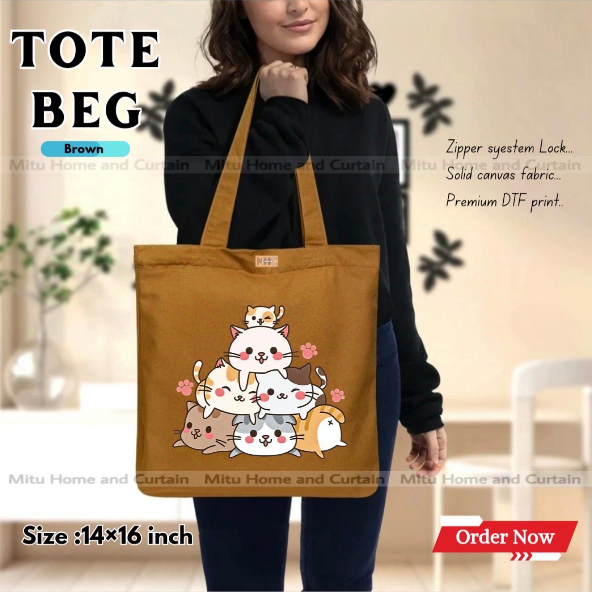 Buy Premium Tote Bag with Zipper Canvas Tote Bag for Women Trendy Shopping Bag / College Bag / University Bag Tote Bag, Canvas Bag with Zipper  at Best Price In Bangladesh