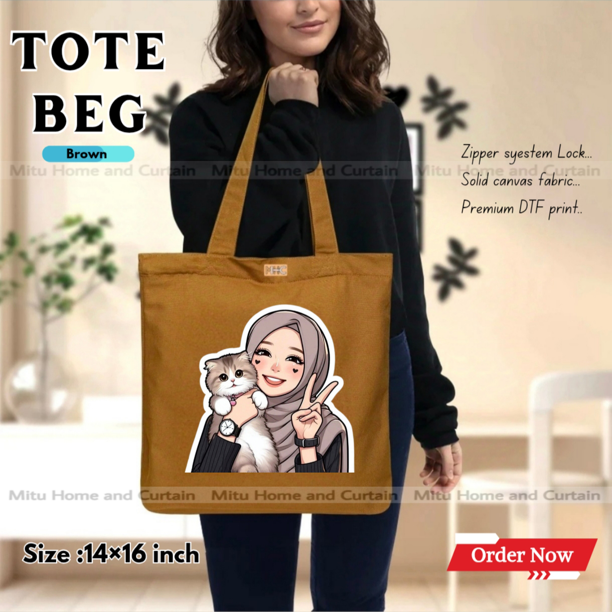 Buy Premium Tote Bag with Zipper Canvas Tote Bag for Women Trendy Shopping Bag / College Bag / University Bag Tote Bag, Canvas Bag with Zipper  at Best Price In Bangladesh