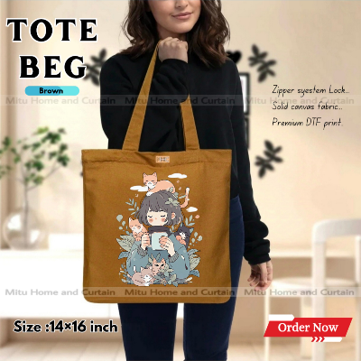 Buy Premium Tote Bag with Zipper Canvas Tote Bag for Women Trendy Shopping Bag / College Bag / University Bag Tote Bag, Canvas Bag with Zipper  at Best Price In Bangladesh