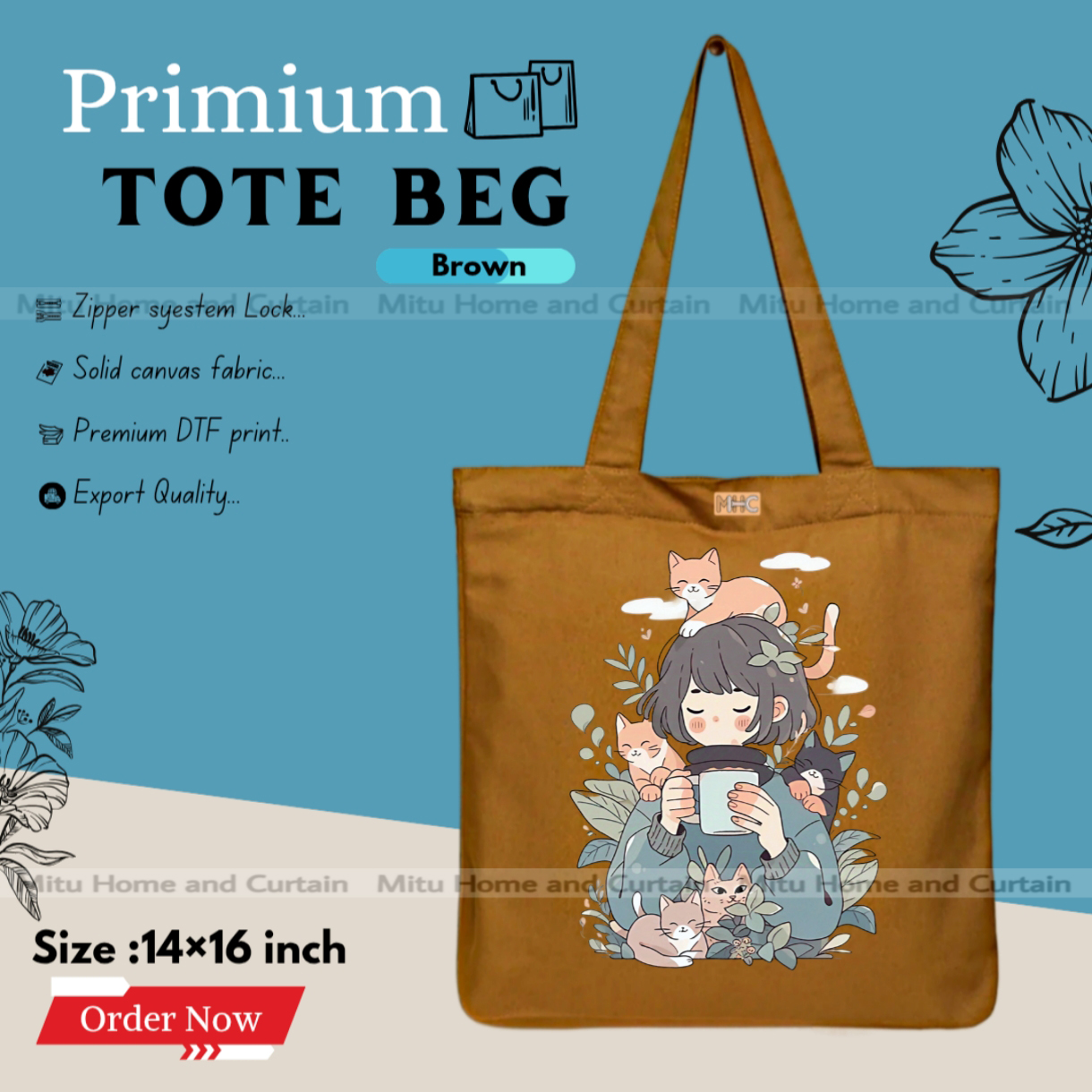Buy Premium Tote Bag with Zipper Canvas Tote Bag for Women Trendy Shopping Bag / College Bag / University Bag Tote Bag, Canvas Bag with Zipper  at Best Price In Bangladesh