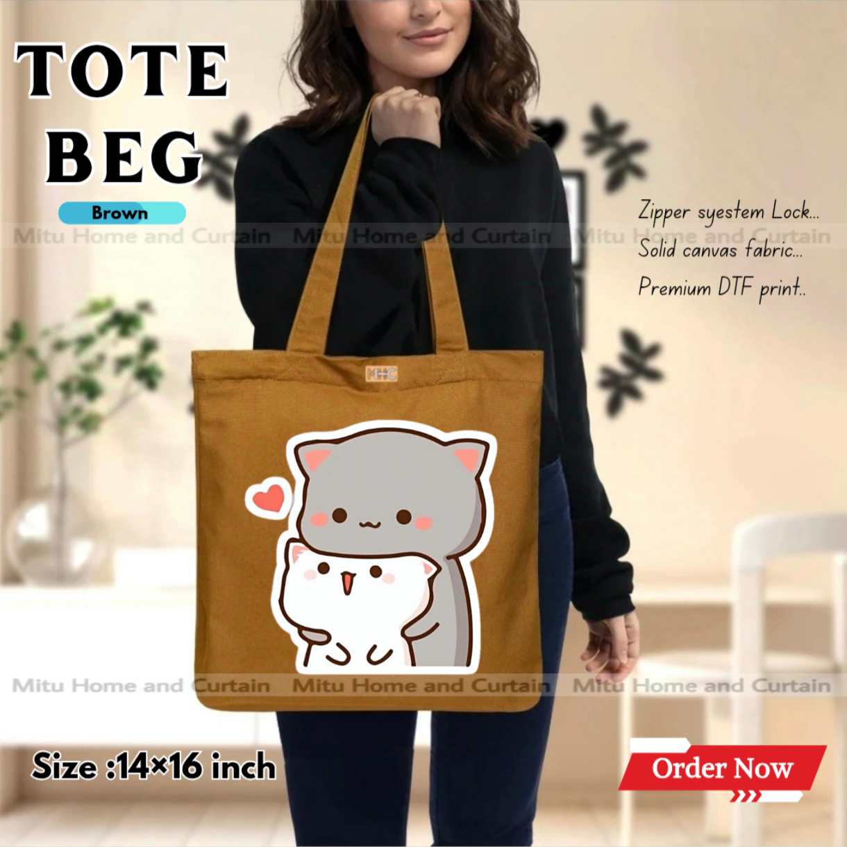 Buy Premium Tote Bag with Zipper Canvas Tote Bag for Women Trendy Shopping Bag / College Bag / University Bag Tote Bag, Canvas Bag with Zipper  at Best Price In Bangladesh