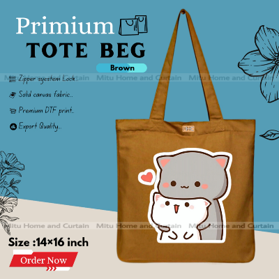 Buy Premium Tote Bag with Zipper Canvas Tote Bag for Women Trendy Shopping Bag / College Bag / University Bag Tote Bag, Canvas Bag with Zipper  at Best Price In Bangladesh
