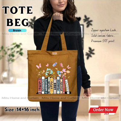 Buy Premium Tote Bag with Zipper Canvas Tote Bag for Women Trendy Shopping Bag / College Bag / University Bag Tote Bag, Canvas Bag with Zipper  at Best Price In Bangladesh