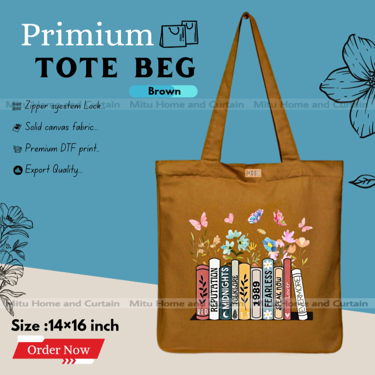 Buy Premium Tote Bag with Zipper Canvas Tote Bag for Women Trendy Shopping Bag / College Bag / University Bag Tote Bag, Canvas Bag with Zipper  at Best Price In Bangladesh