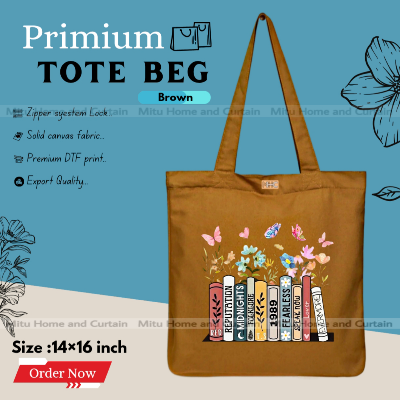 Buy Premium Tote Bag with Zipper Canvas Tote Bag for Women Trendy Shopping Bag / College Bag / University Bag Tote Bag, Canvas Bag with Zipper  at Best Price In Bangladesh