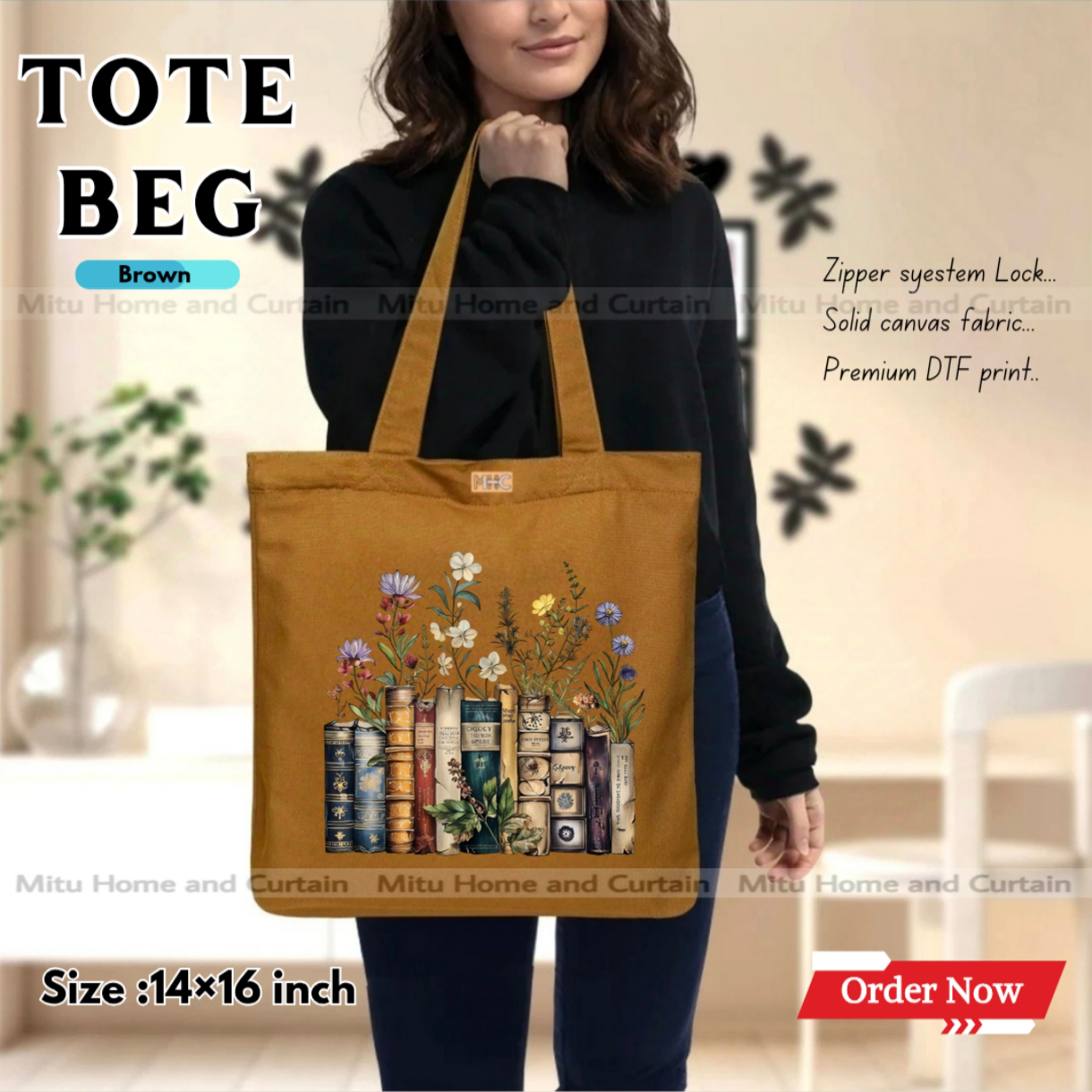 Buy Premium Tote Bag with Zipper Canvas Tote Bag for Women Trendy Shopping Bag / College Bag / University Bag Tote Bag, Canvas Bag with Zipper  at Best Price In Bangladesh