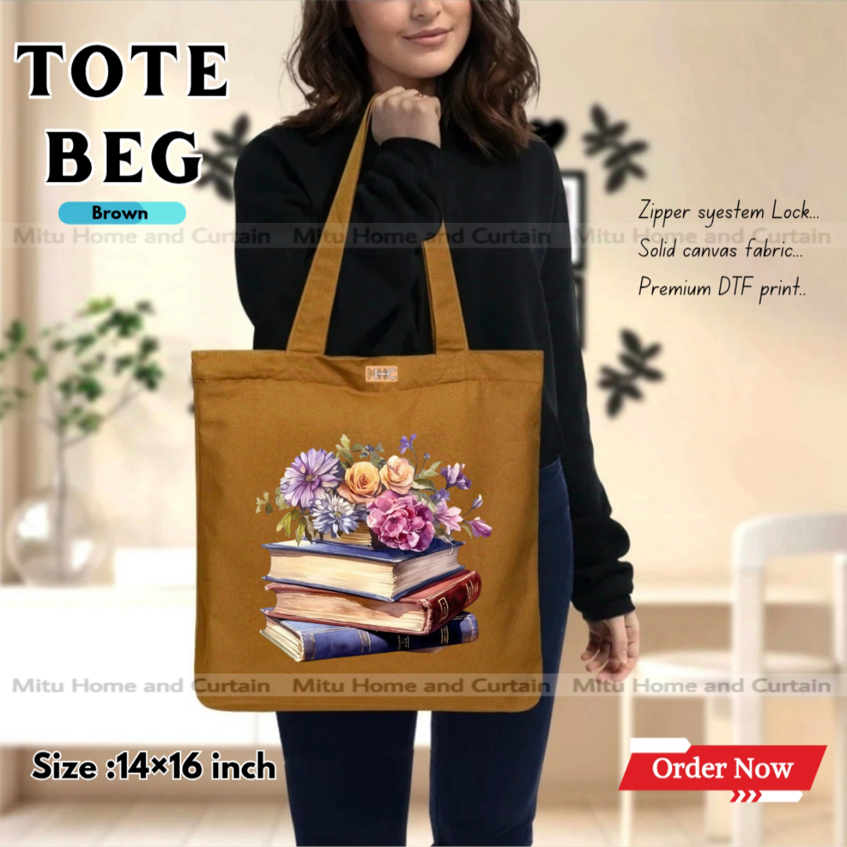 Buy Premium Tote Bag with Zipper Canvas Tote Bag for Women Trendy Shopping Bag / College Bag / University Bag Tote Bag, Canvas Bag with Zipper  at Best Price In Bangladesh