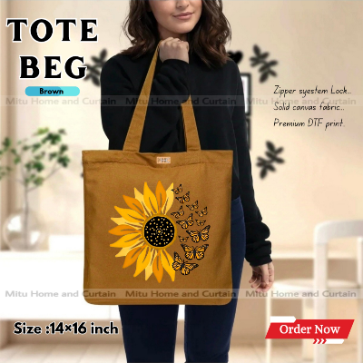 Buy Premium Tote Bag with Zipper Canvas Tote Bag for Women Trendy Shopping Bag / College Bag / University Bag Tote Bag, Canvas Bag with Zipper  at Best Price In Bangladesh