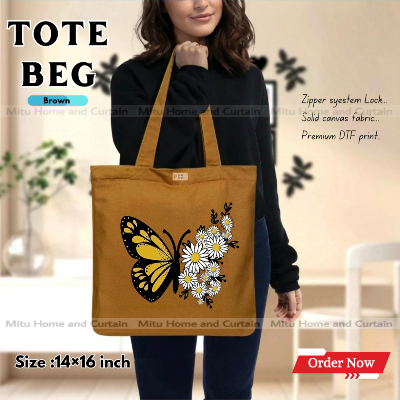 Buy Premium Tote Bag with Zipper Canvas Tote Bag for Women Trendy Shopping Bag / College Bag / University Bag Tote Bag, Canvas Bag with Zipper  at Best Price In Bangladesh