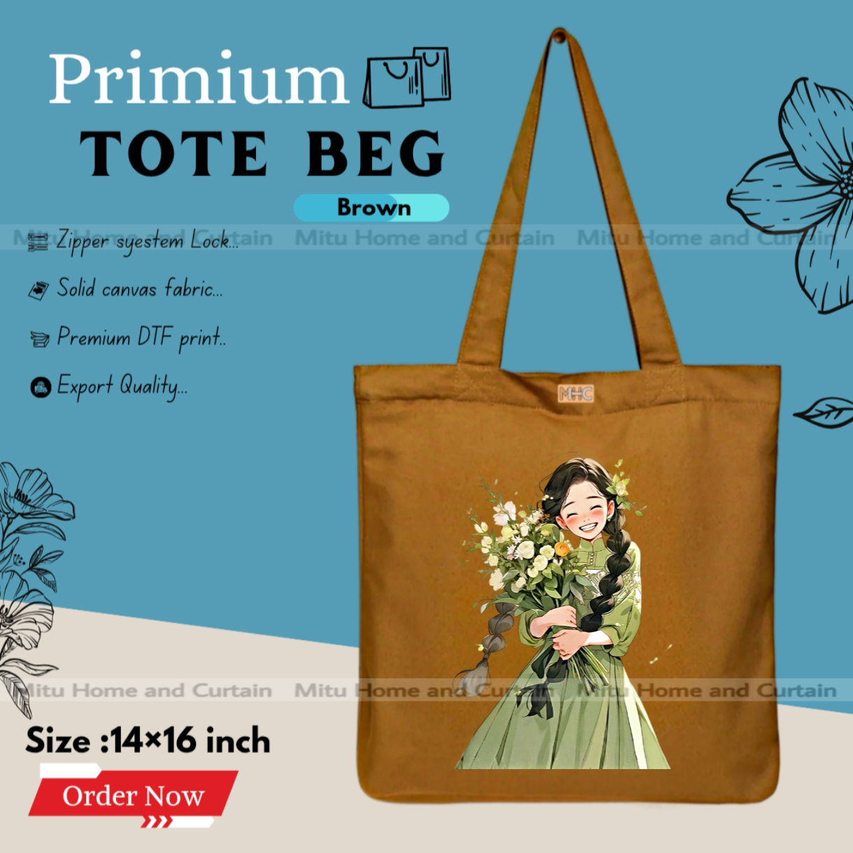 Buy Premium Tote Bag with Zipper Canvas Tote Bag for Women Trendy Shopping Bag / College Bag / University Bag Tote Bag, Canvas Bag with Zipper  at Best Price In Bangladesh