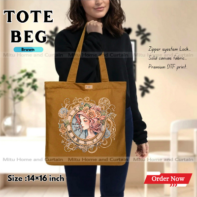Buy Premium Tote Bag with Zipper Canvas Tote Bag for Women Trendy Shopping Bag / College Bag / University Bag Tote Bag, Canvas Bag with Zipper  at Best Price In Bangladesh