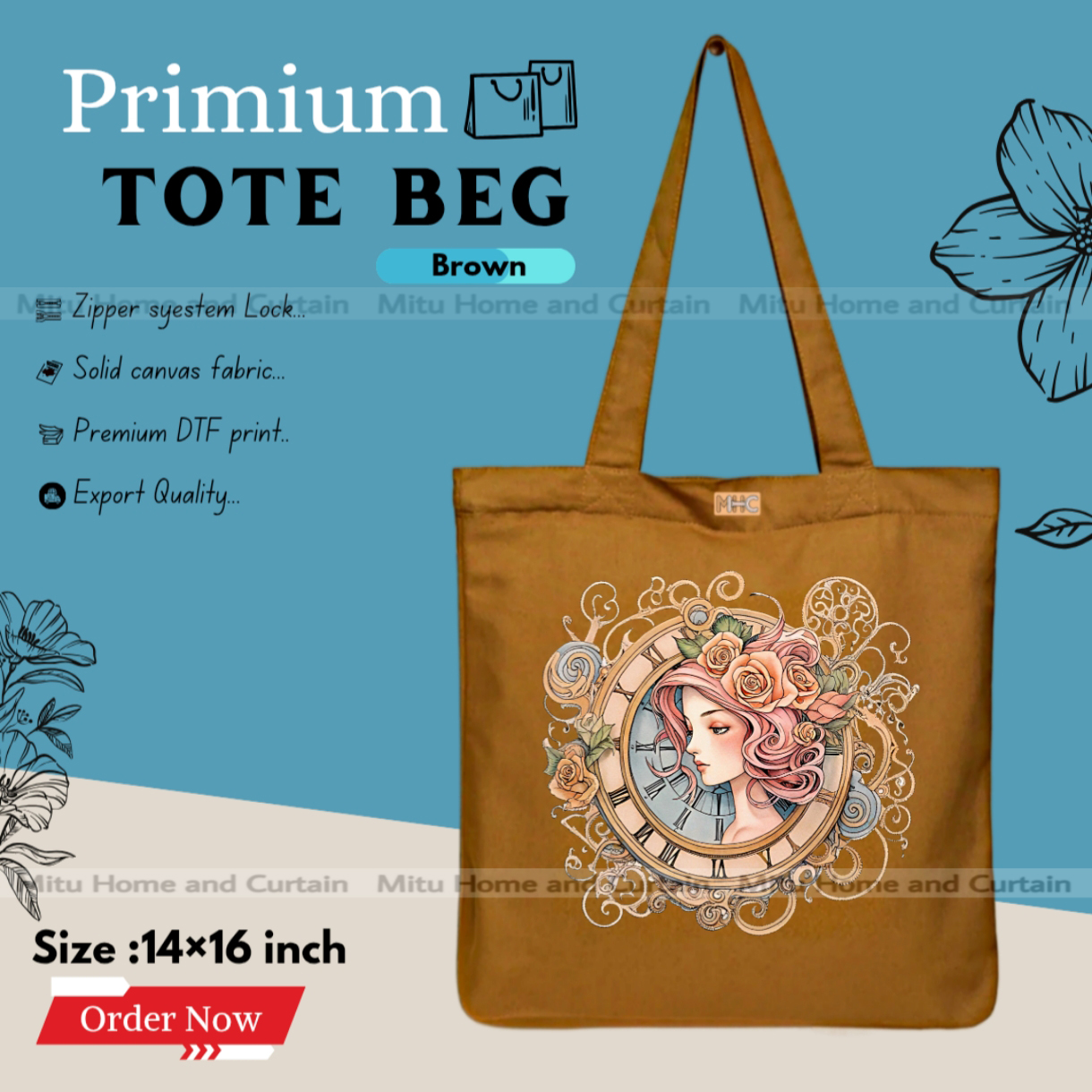 Buy Premium Tote Bag with Zipper Canvas Tote Bag for Women Trendy Shopping Bag / College Bag / University Bag Tote Bag, Canvas Bag with Zipper  at Best Price In Bangladesh