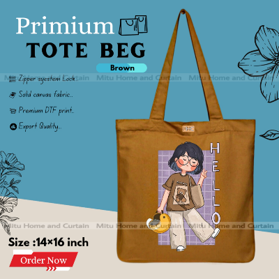 Buy Premium Tote Bag with Zipper Canvas Tote Bag for Women Trendy Shopping Bag / College Bag / University Bag Tote Bag, Canvas Bag with Zipper  at Best Price In Bangladesh