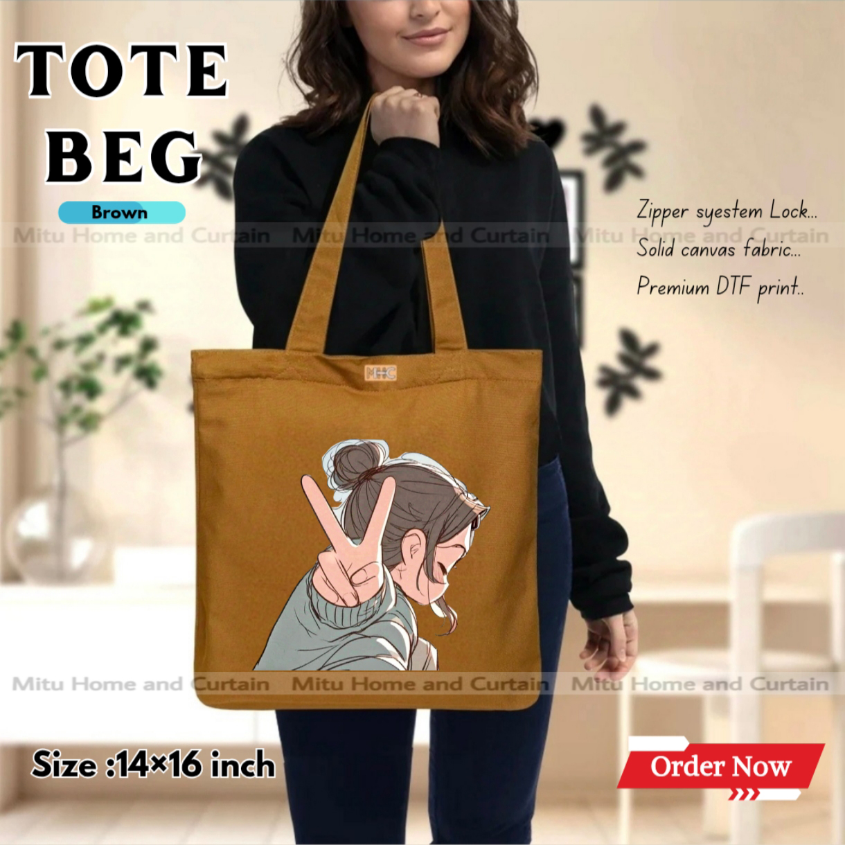 Buy Premium Tote Bag with Zipper Canvas Tote Bag for Women Trendy Shopping Bag / College Bag / University Bag Tote Bag, Canvas Bag with Zipper  at Best Price In Bangladesh