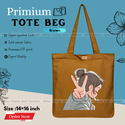 Buy Premium Tote Bag with Zipper Canvas Tote Bag for Women Trendy Shopping Bag / College Bag / University Bag Tote Bag, Canvas Bag with Zipper  at Best Price In Bangladesh
