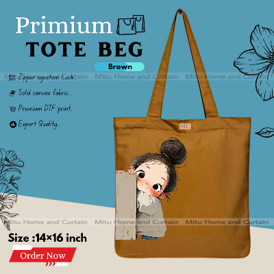 Buy Premium Tote Bag with Zipper Canvas Tote Bag for Women Trendy Shopping Bag / College Bag / University Bag Tote Bag, Canvas Bag with Zipper  at Best Price In Bangladesh
