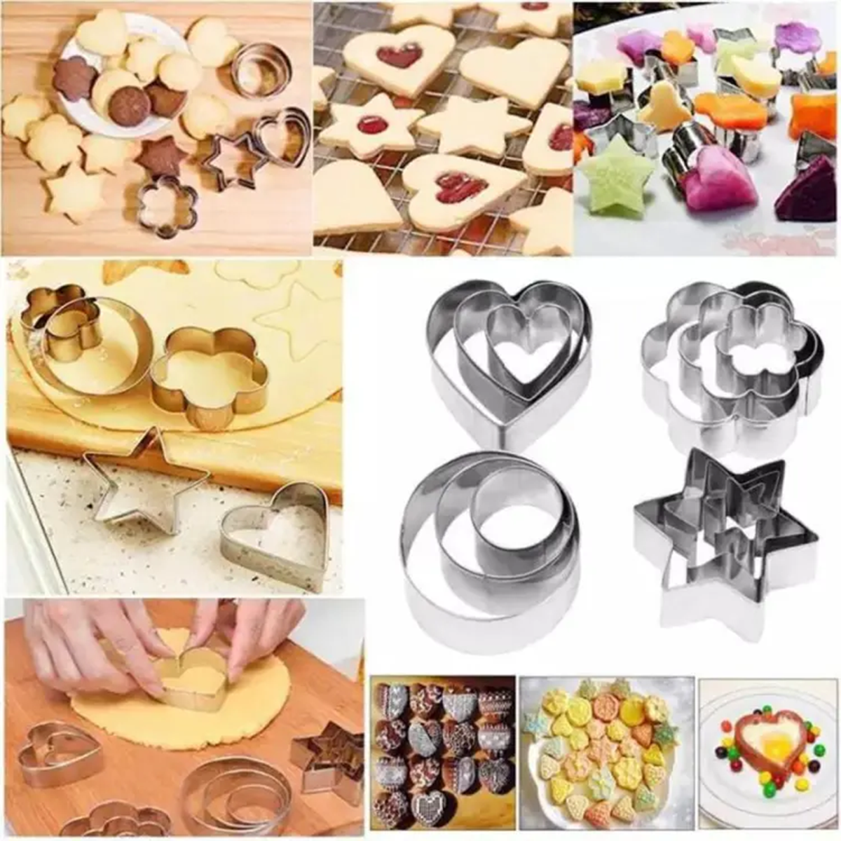 Picture of Cookie Cutter-12 Pieces-Silver - Bake Perfect Cookies With This Set Of 12 Silver Cookie Cutters - Get Creative In The Kitchen