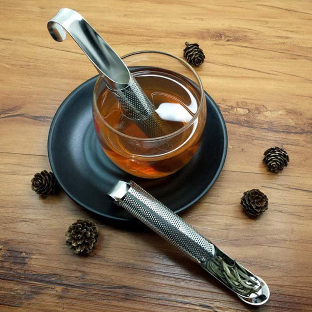 Picture of Kitchen Accessories new Tea Strainer Amazing Stainless Steel Infuser Pipe Design Touch Feel Holder Tool Tea Spoon Infuser Filter