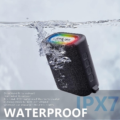 Picture of Koleer Speakers Bluetooth Wireless IPX7 Waterproof Portable Bluetooth Speaker with Lights 10W Clear Stereo 30H Playtime Bluetooth5.0 TWS Pairing FM/AUX/USB/TF for Party Outdoor