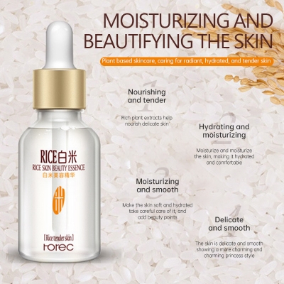 Picture of ROREC White Rice Serum Reduces Wrinkles and Lighten Dark Spots Pore Minimizer Anti- Aging Face Moisturizer Skin Lightening - 15ml