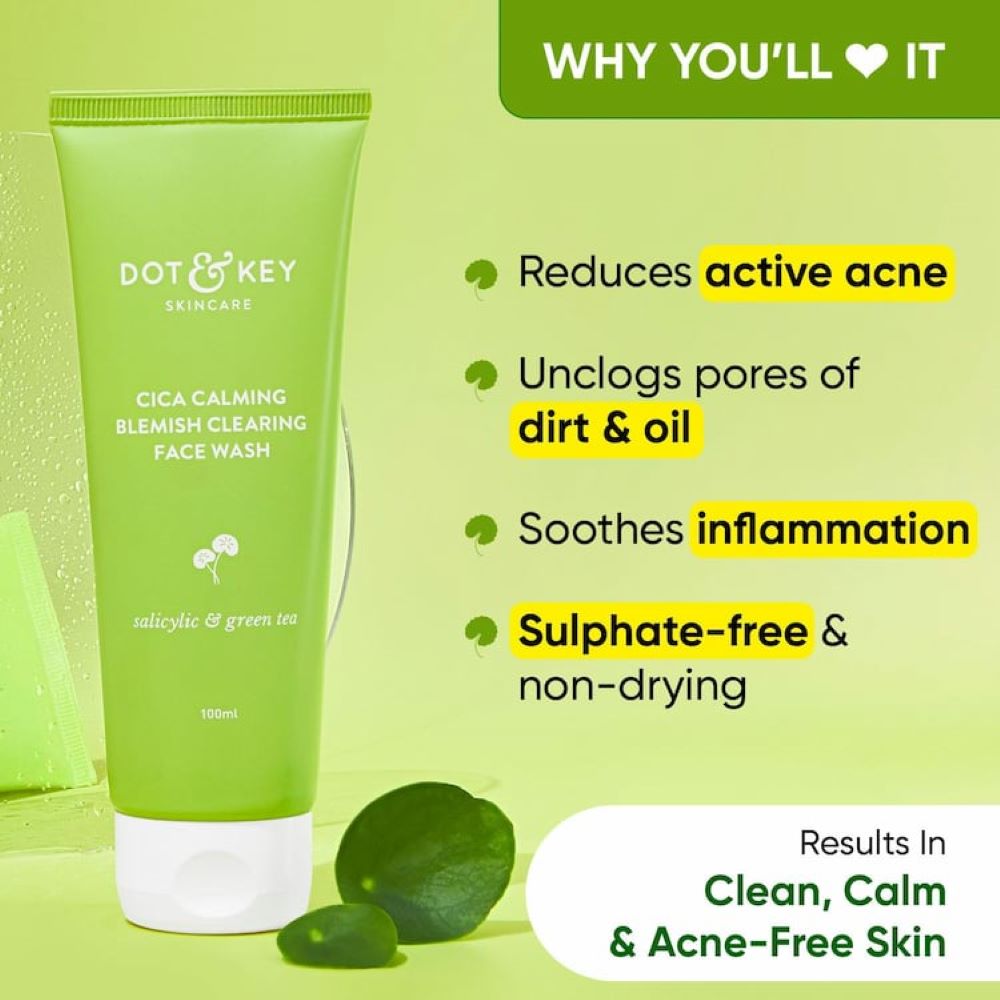Picture of Dot & Key Cica Face Wash For Acne Prone Skin, 2% Salicylic Acid Face Wash With Green Tea-100 Ml