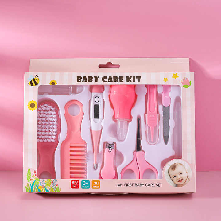 Picture of 10 in 1 Baby Healthcare and Grooming Kit Newborn Nursery Care Set for Newborn Infant Toddlers Baby Boys Girls Kids Pink Set