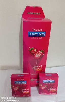 Picture of True Sex TRUST MEE Premium Dotted Super Extra Time,Banana,Apple and Strawberry flavour 3×10 30piece