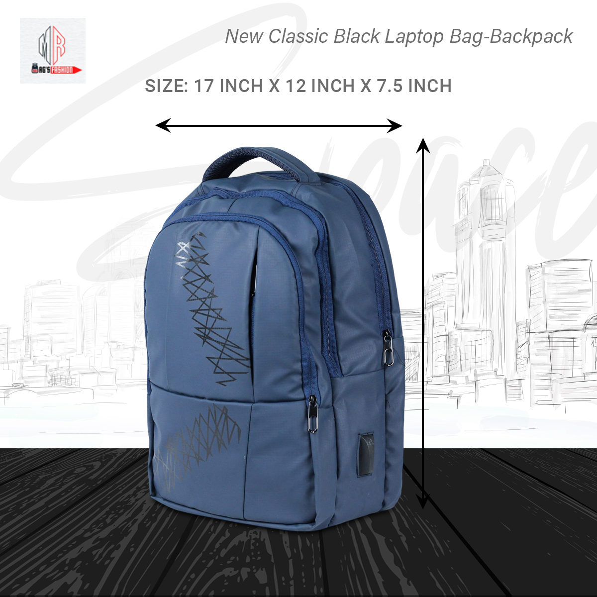 Picture of New Classic Black Laptop Bag-Backpack