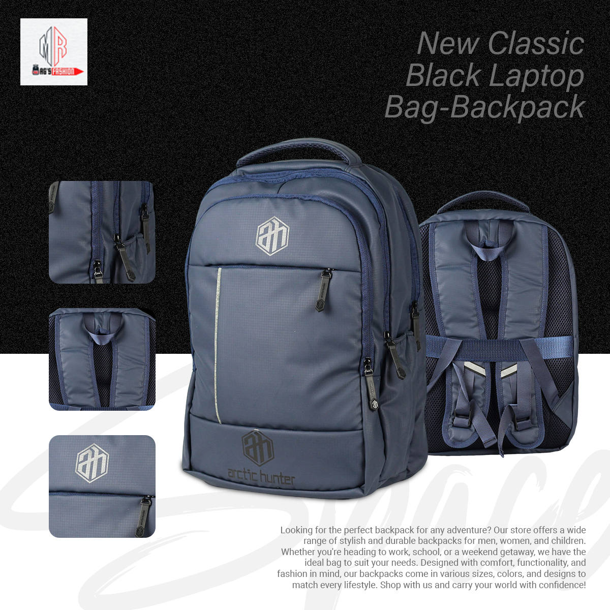 Picture of New Classic Black Laptop Bag-Backpack
