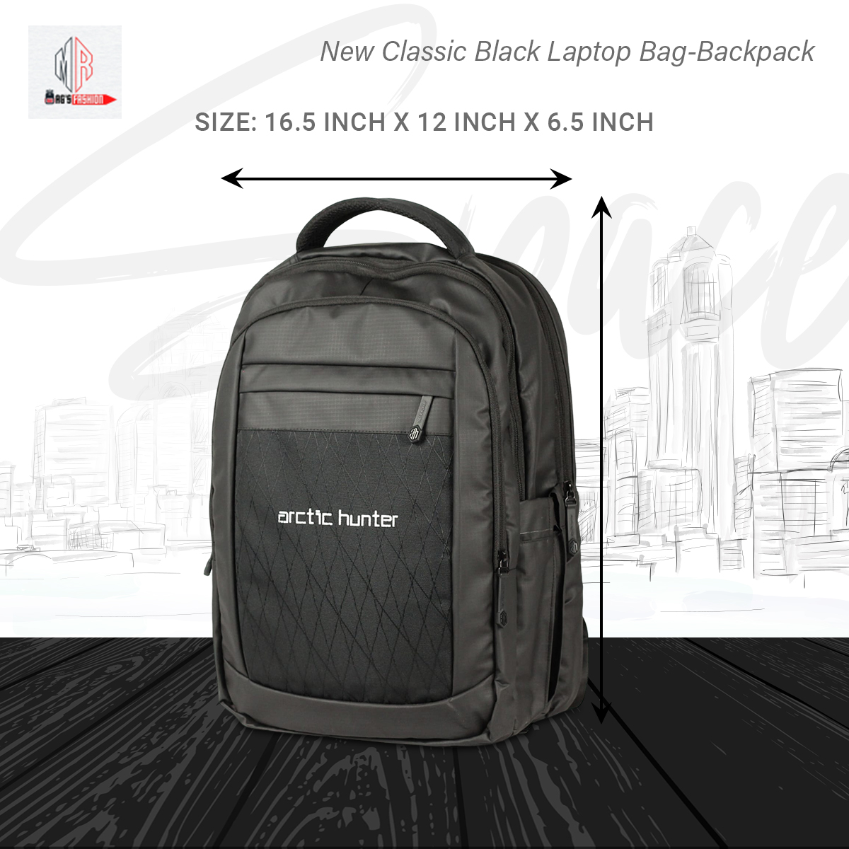 Picture of New Classic Black Laptop Bag-Backpack