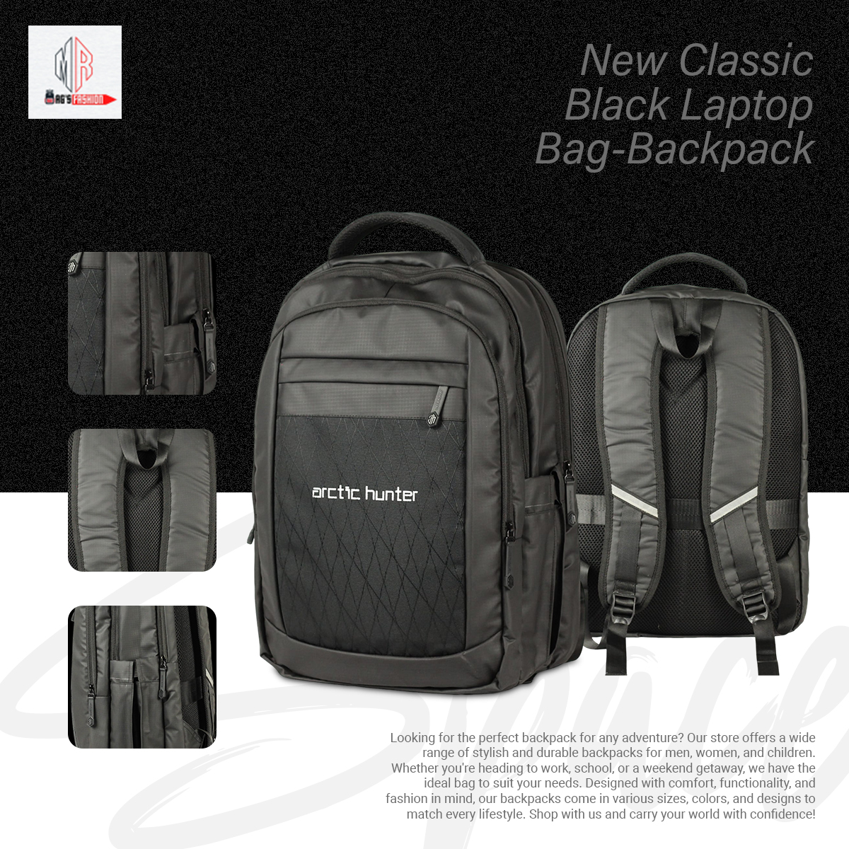 Picture of New Classic Black Laptop Bag-Backpack