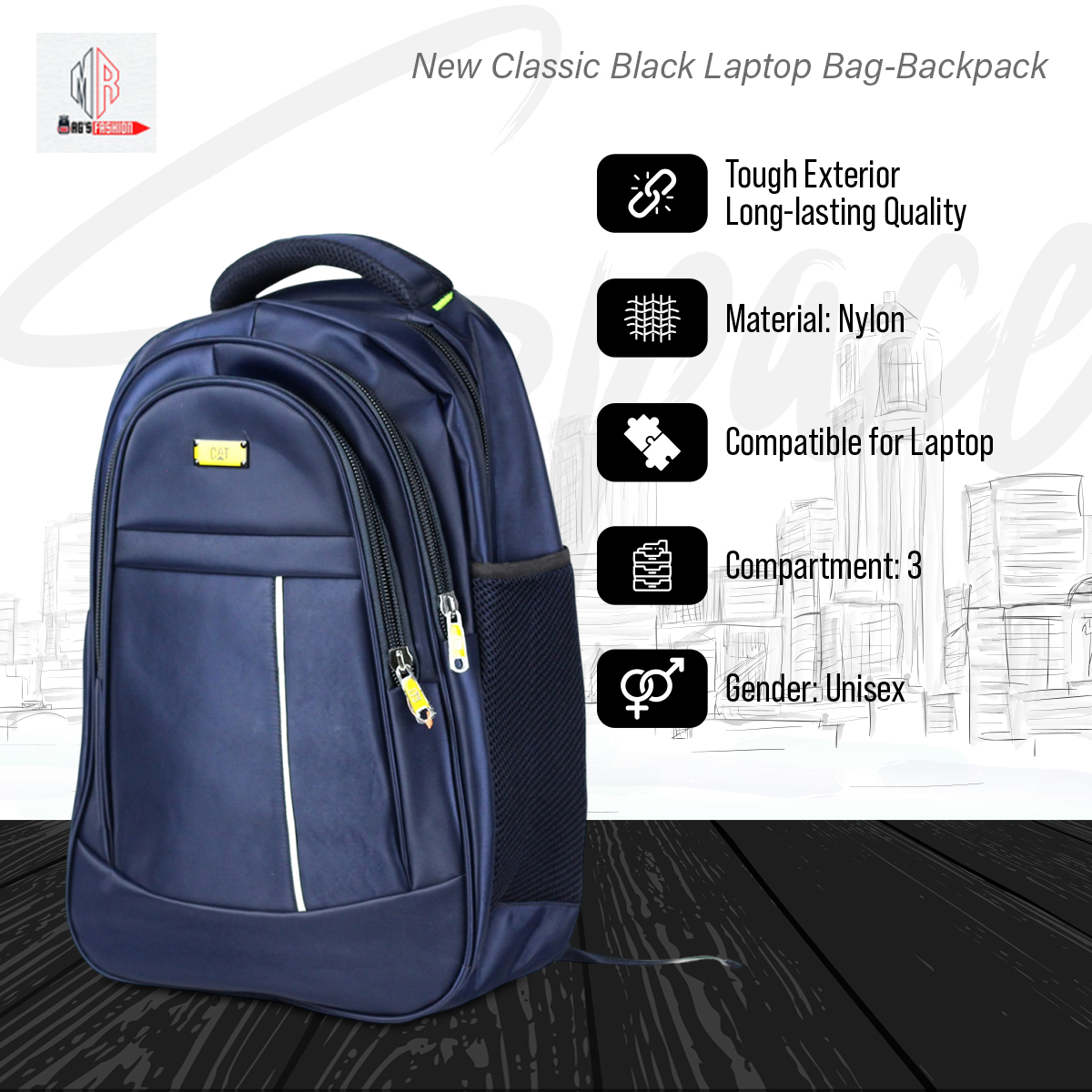 Picture of New Classic Black Laptop Bag-Backpack