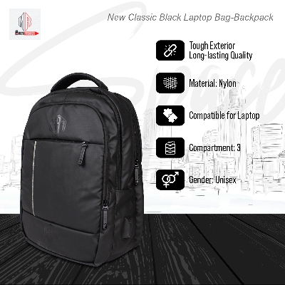 Picture of New Classic Black Laptop Bag-Backpack