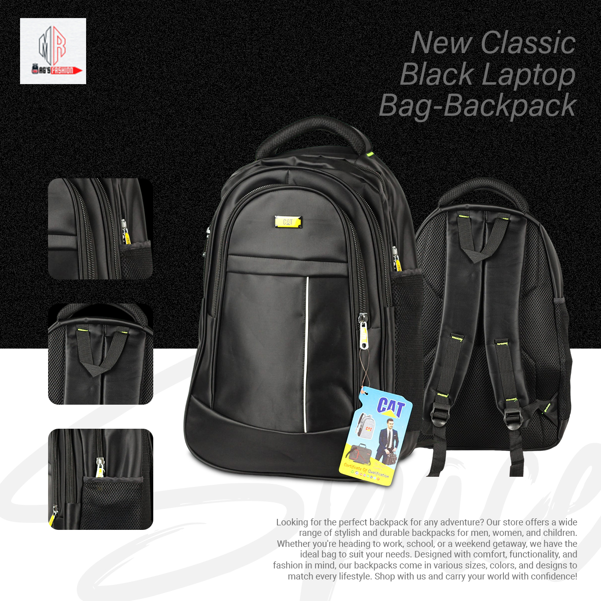 Picture of New Classic Black Laptop Bag-Backpack