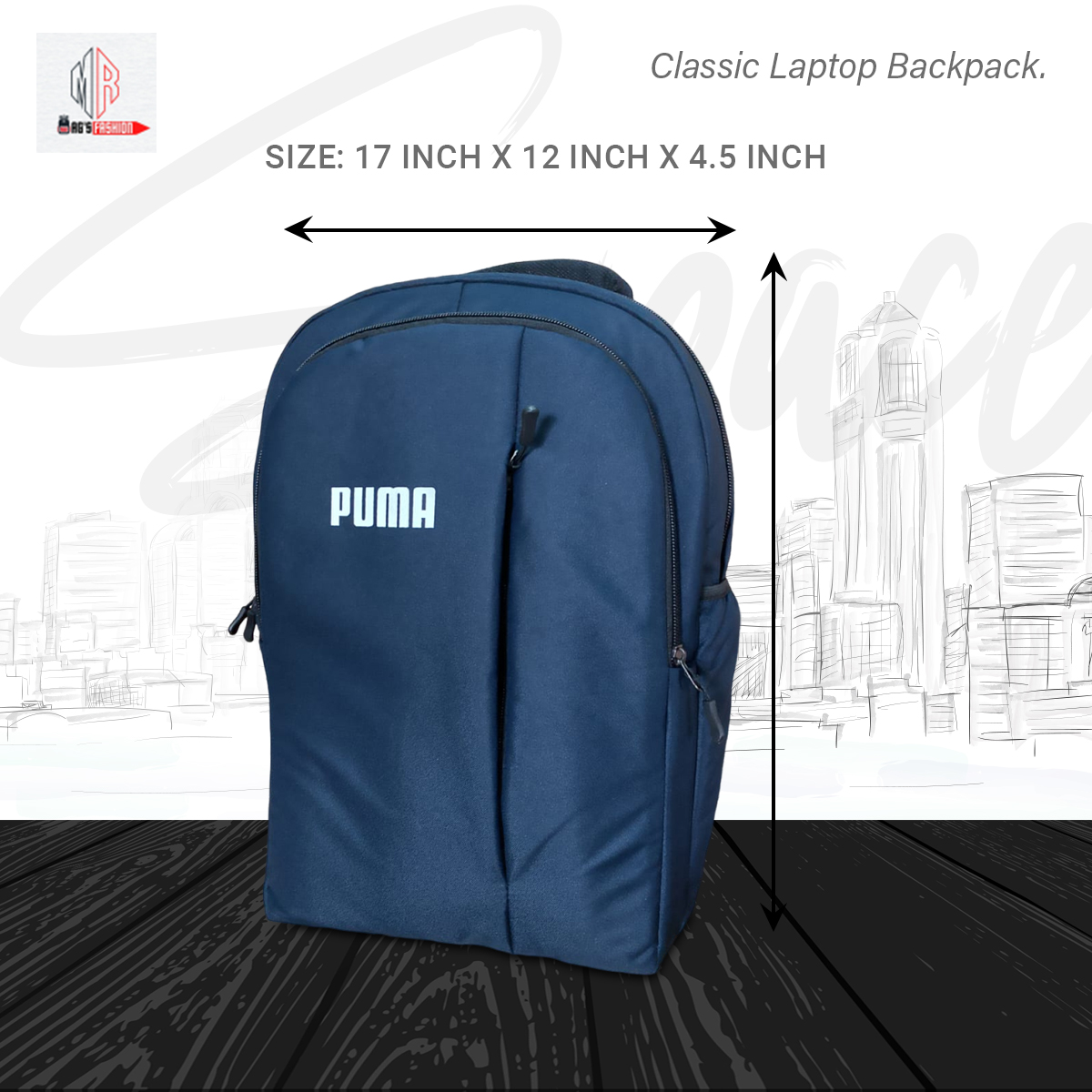Picture of Classic Travel Backpack for Men and Women - Travel Bag - Waterproof Fabric - Laptop Bag - Rainproof - Blue