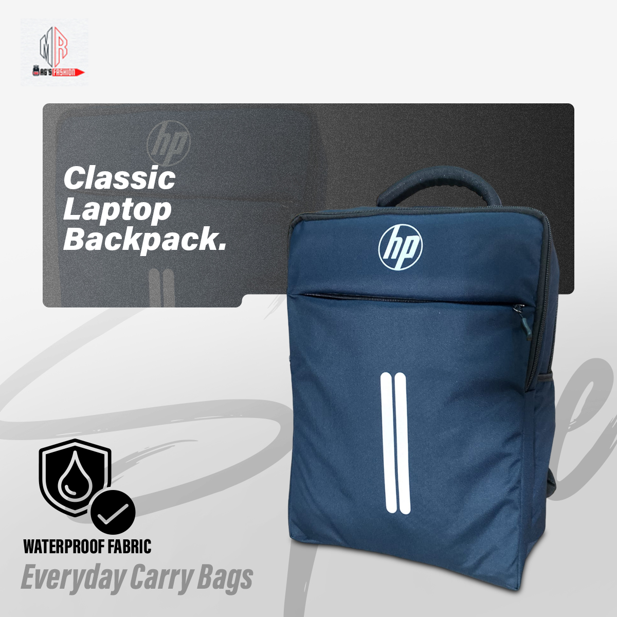 Picture of Classic Travel Backpack for Men and Women - Travel Bag - Waterproof Fabric - Laptop Bag - Rainproof - Blue