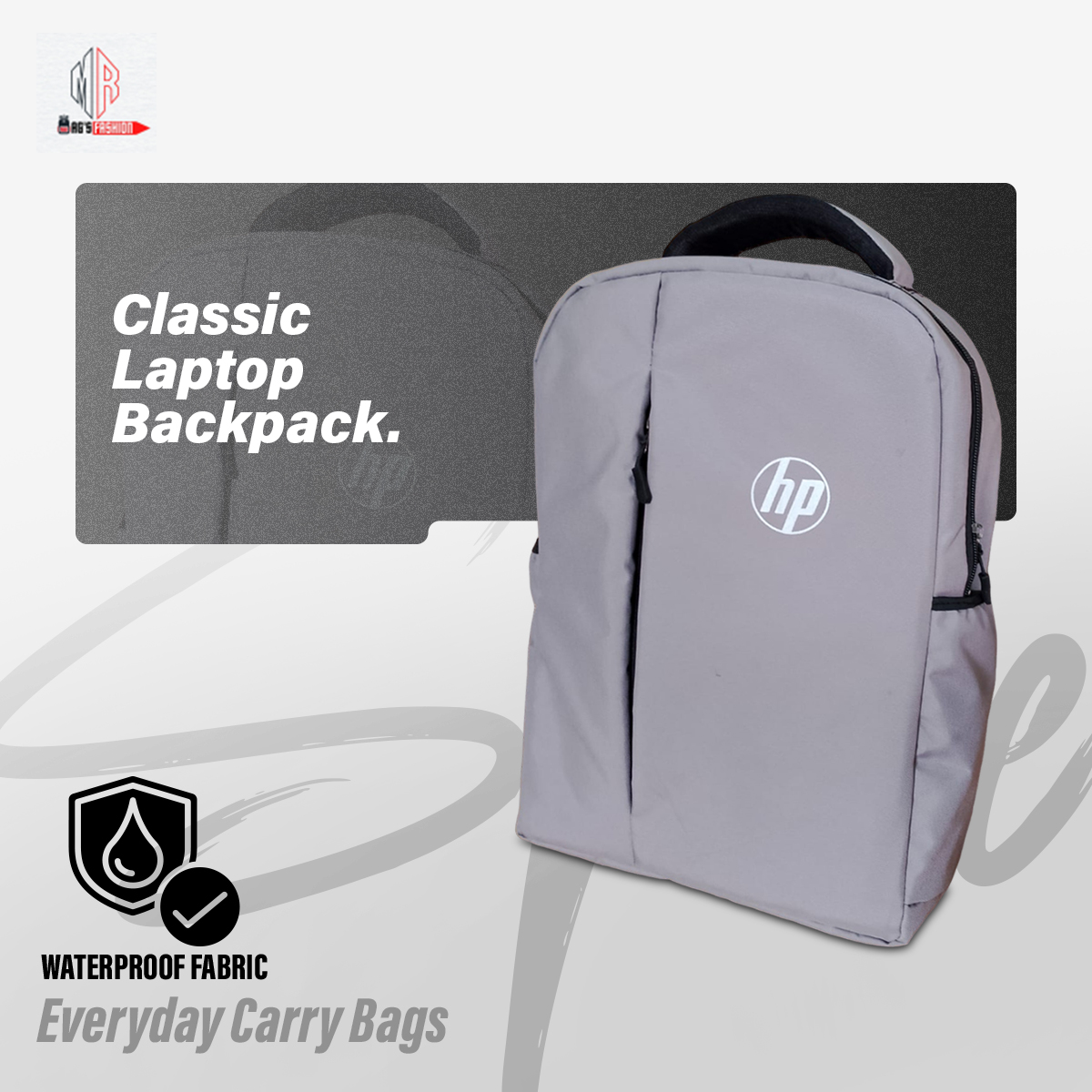 Picture of Classic Travel Backpack for Men and Women - Travel Bag - Waterproof Fabric - Laptop Bag - Rainproof - Grey