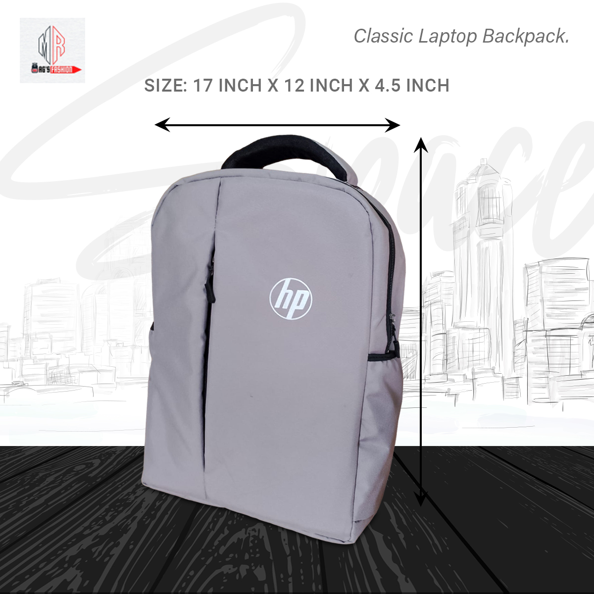 Picture of Classic Travel Backpack for Men and Women - Travel Bag - Waterproof Fabric - Laptop Bag - Rainproof - Grey