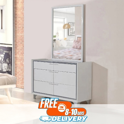 Picture of (Test Product)  Furnisha  Furnisha Engineer wood Lamented Board New Dresser Rectangular Clear Mirror.