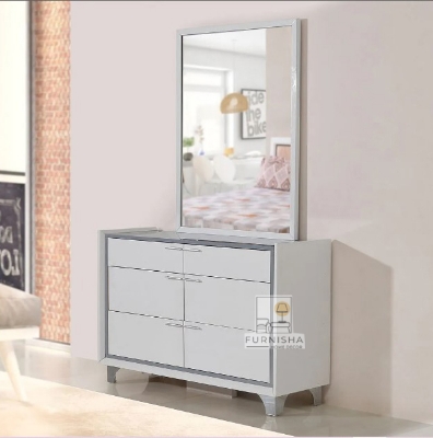 Picture of (Test Product)  Furnisha  Furnisha Engineer wood Lamented Board New Dresser Rectangular Clear Mirror.