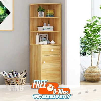 Picture of (Test Product) Furnisha  Furnisha Modern Corner Shelves With Drawer Unit Office File Shelf (Finish Color Beech) - Book Shelf
