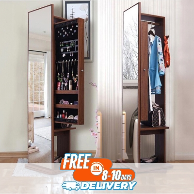 Picture of (Test Product)  Furnisha  Furnisha Full View Meghnum Dressing Table with cloth Hanger storage shelf (Frosty Chocolate Finish)