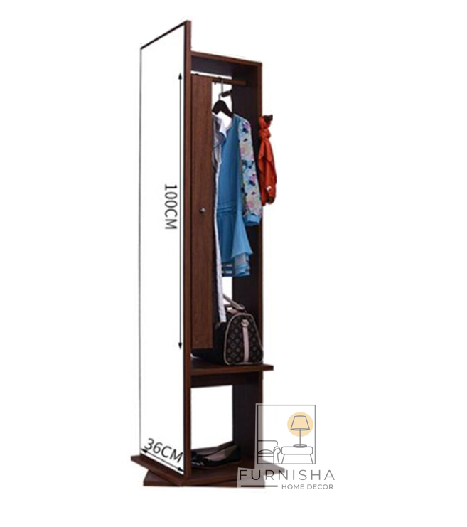 Picture of (Test Product)  Furnisha  Furnisha Full View Meghnum Dressing Table with cloth Hanger storage shelf (Frosty Chocolate Finish)