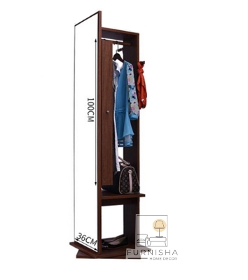 Picture of (Test Product)  Furnisha  Furnisha Full View Meghnum Dressing Table with cloth Hanger storage shelf (Frosty Chocolate Finish)