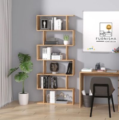 Picture of (Test Product) Furnisha  Furnisha Modern S-Shaped 6-Tier Shelf Storage Unit For Home & Office - Book Shelf