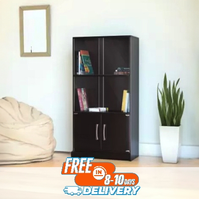 Picture of (Test Product)  Furnisha  Furnisha Perfect Homes Glass Door Close Book Shelf-File Cabinet (Finish Color - Black)