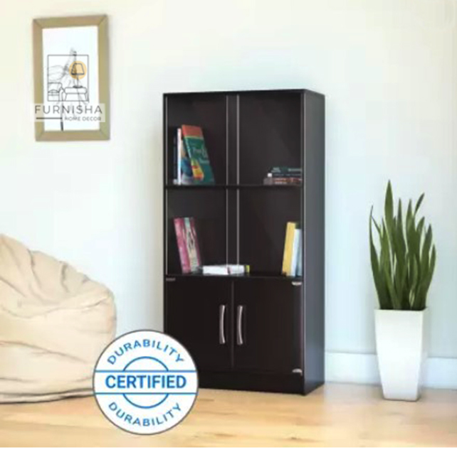 Picture of (Test Product)  Furnisha  Furnisha Perfect Homes Glass Door Close Book Shelf-File Cabinet (Finish Color - Black)