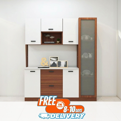 Picture of (Test Product) Furnisha  Furnisha Multi-Purpose Storage Unit  Crockery Cabinet  Kitchen Storage Cabinet  Display Rack, Oven Rack (Finish Color - White+Shanteak) - Kitchen Rack72/48